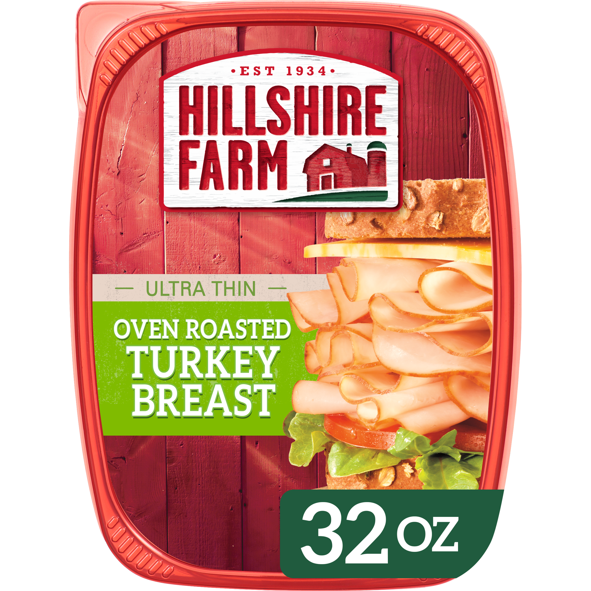 slide 1 of 5, Hillshire Farm Ultra Thin Sliced Oven Roasted Turkey Breast Sandwich Meat, 32 oz, 907.18 g