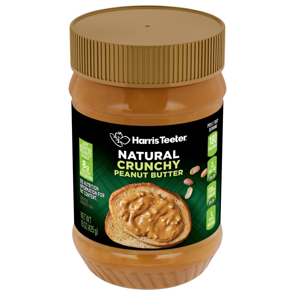 slide 1 of 3, Harris Teeter Natural Peanut Butter - Crunchy, 15 oz