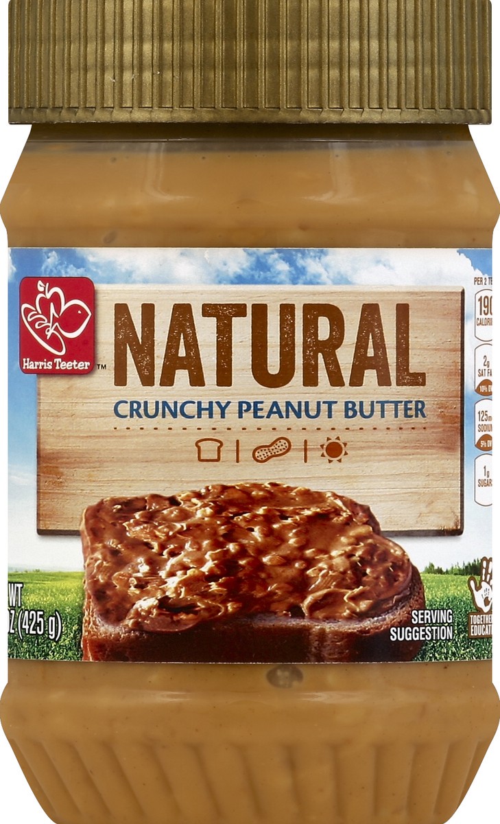 slide 1 of 3, Harris Teeter Natural Peanut Butter - Crunchy, 15 oz