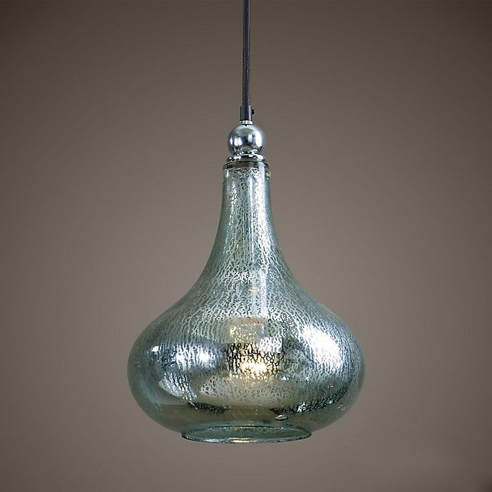 slide 2 of 2, Uttermost 1-Light Mini Pendant with Blue/Green Mercury Glass Shade, 1 ct