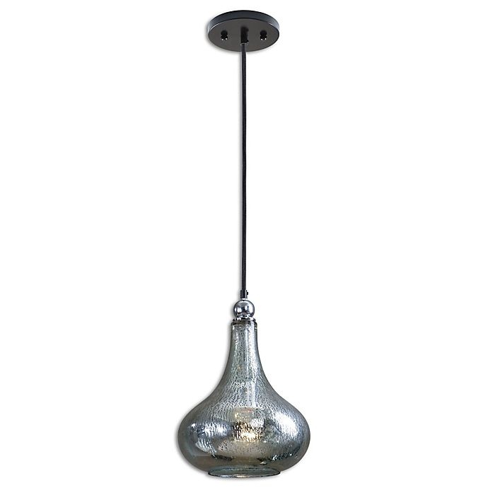 slide 1 of 2, Uttermost 1-Light Mini Pendant with Blue/Green Mercury Glass Shade, 1 ct