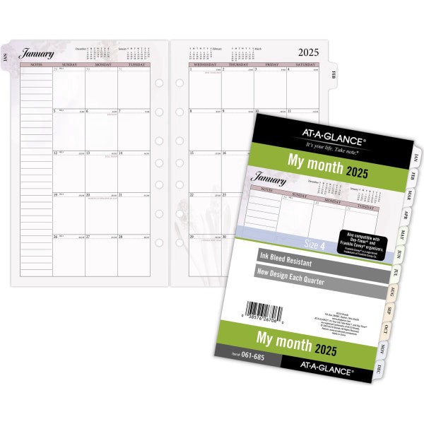 slide 3 of 3, 2025 At-A-Glance Monthly Planner Refill, Desk Size, January To December, 1 ct