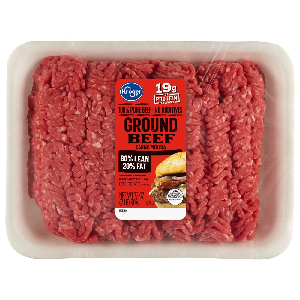slide 1 of 4, Kroger® 80/20 Ground Beef Tray 2 LB, 2 lb