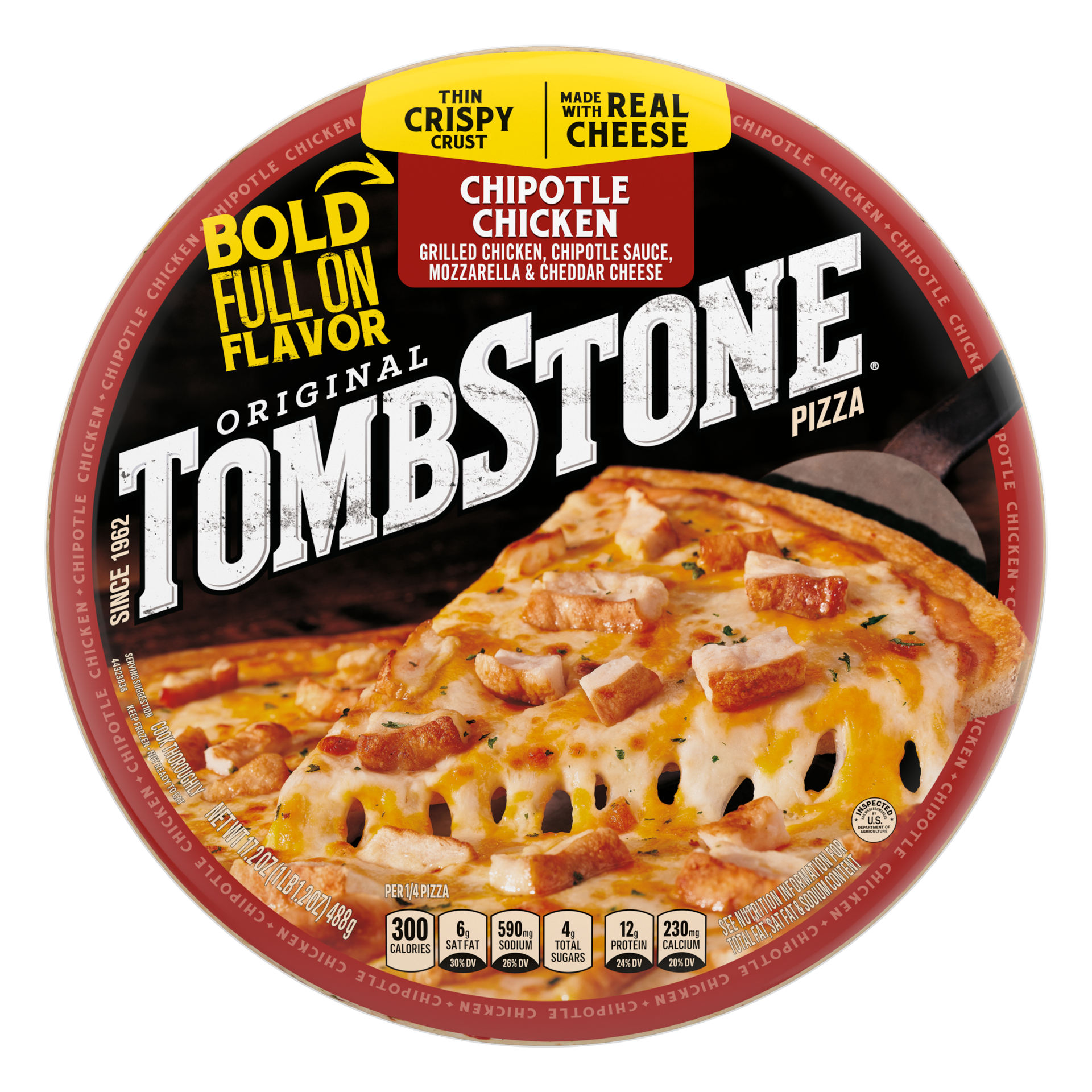 slide 1 of 21, Tombstone Chicken Chipotle Frozen Pizza, 17.2 oz