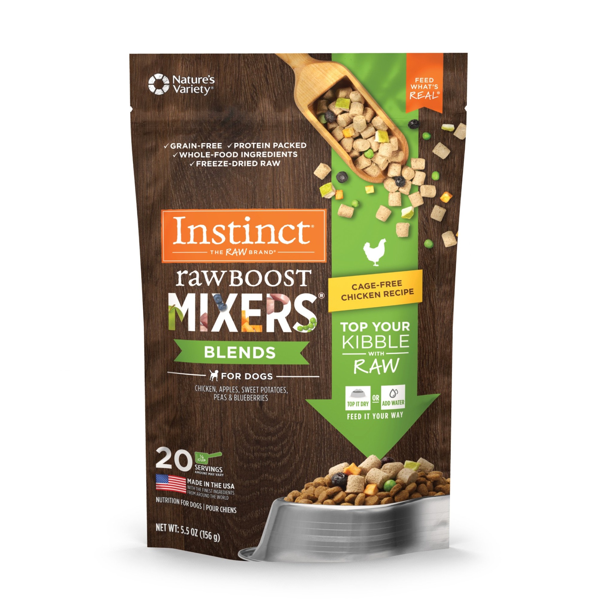 slide 1 of 1, Instinct Freeze Dried Raw Boost Mixers Blends Grain Free Cage Free Chicken Recipe Dog Food Topper by Nature's Variety, 5.5 oz