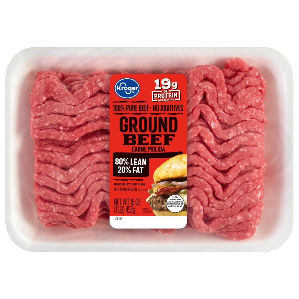 slide 4 of 4, Kroger® 80/20 Ground Beef Tray 1 LB, 1 lb