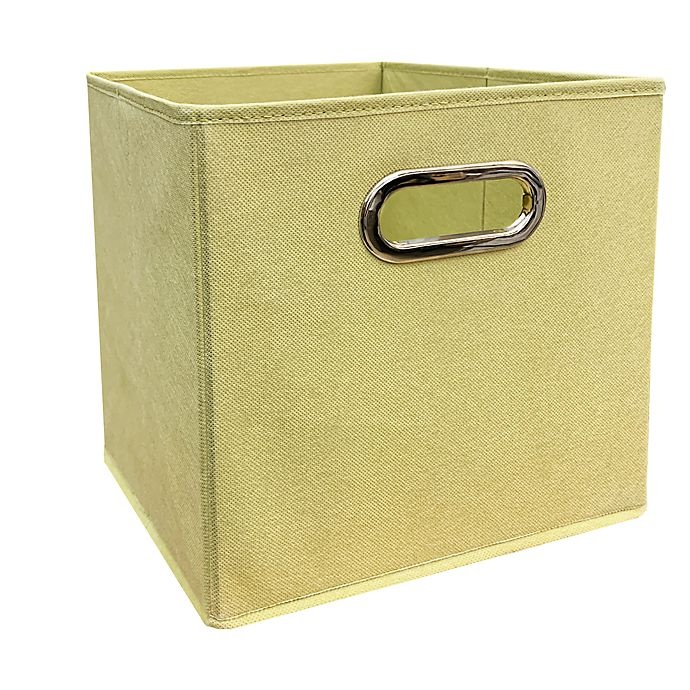 slide 1 of 1, Relaxed Living Lima Bean Square Collapsible Storage Bin - Gold, 11 in