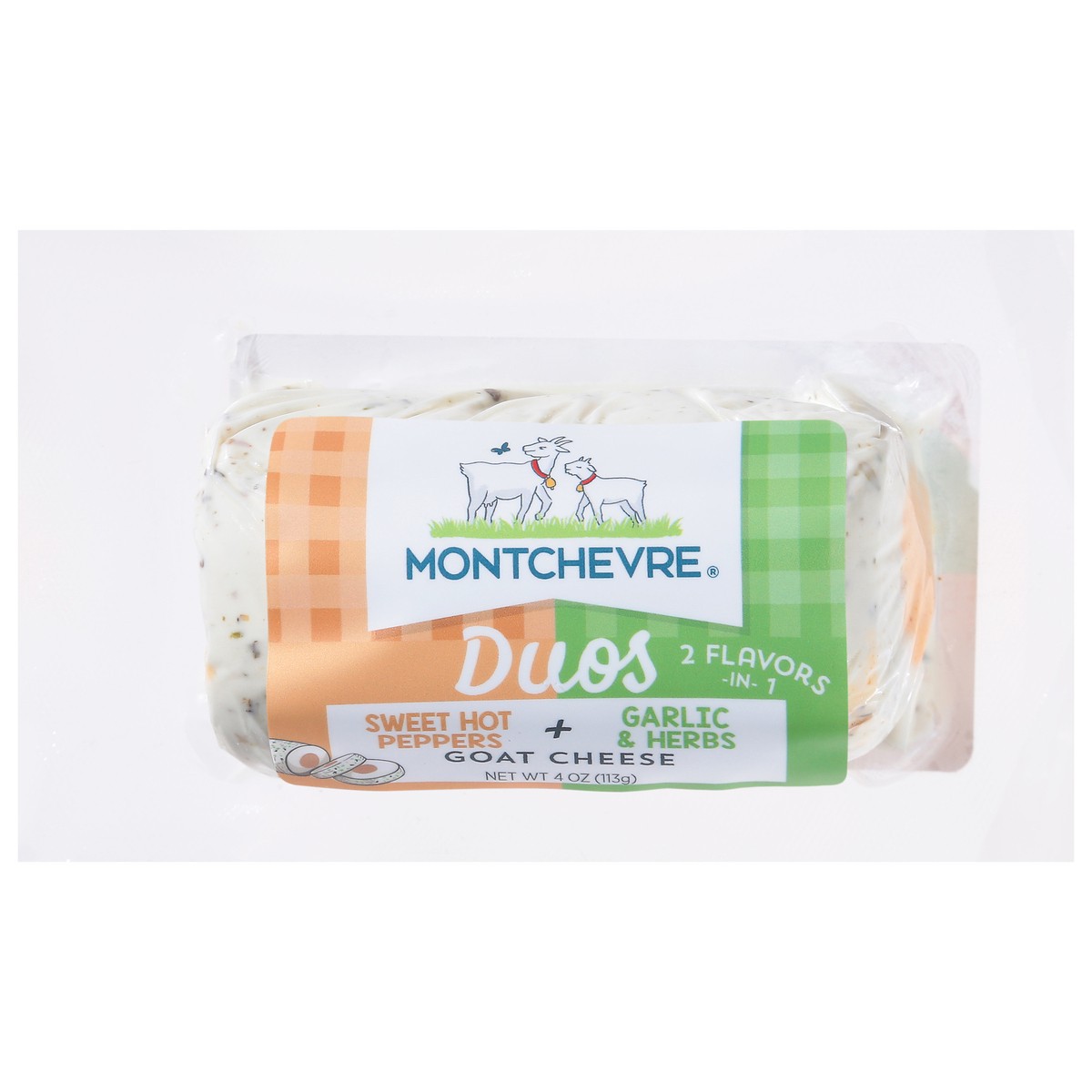 slide 1 of 13, Montchevre Duos Sweet Hot Pepper + Garlic & Herbs Goat Cheese - 4 oz, 4 oz