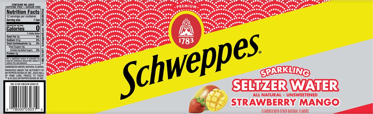 slide 4 of 7, Schweppes Strawberry Mango Sparkling Seltzer Water- 12 ct, 12 ct