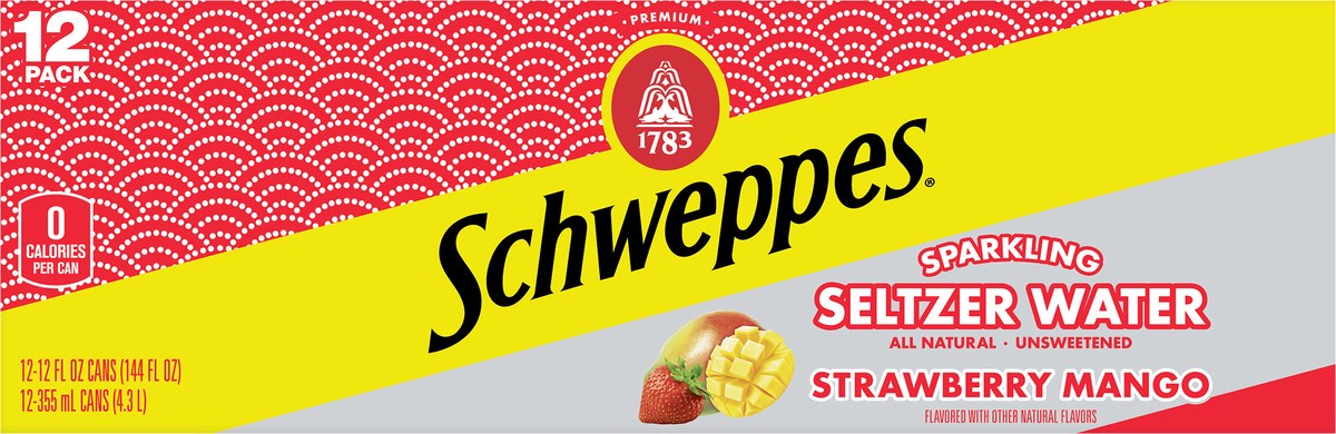 slide 6 of 7, Schweppes Strawberry Mango Sparkling Seltzer Water- 12 ct, 12 ct
