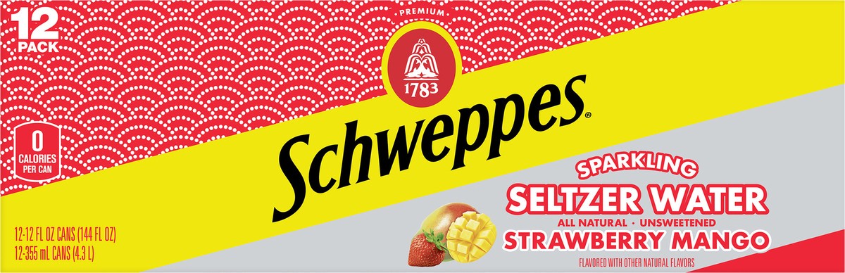 slide 3 of 7, Schweppes Strawberry Mango Sparkling Seltzer Water- 12 ct, 12 ct