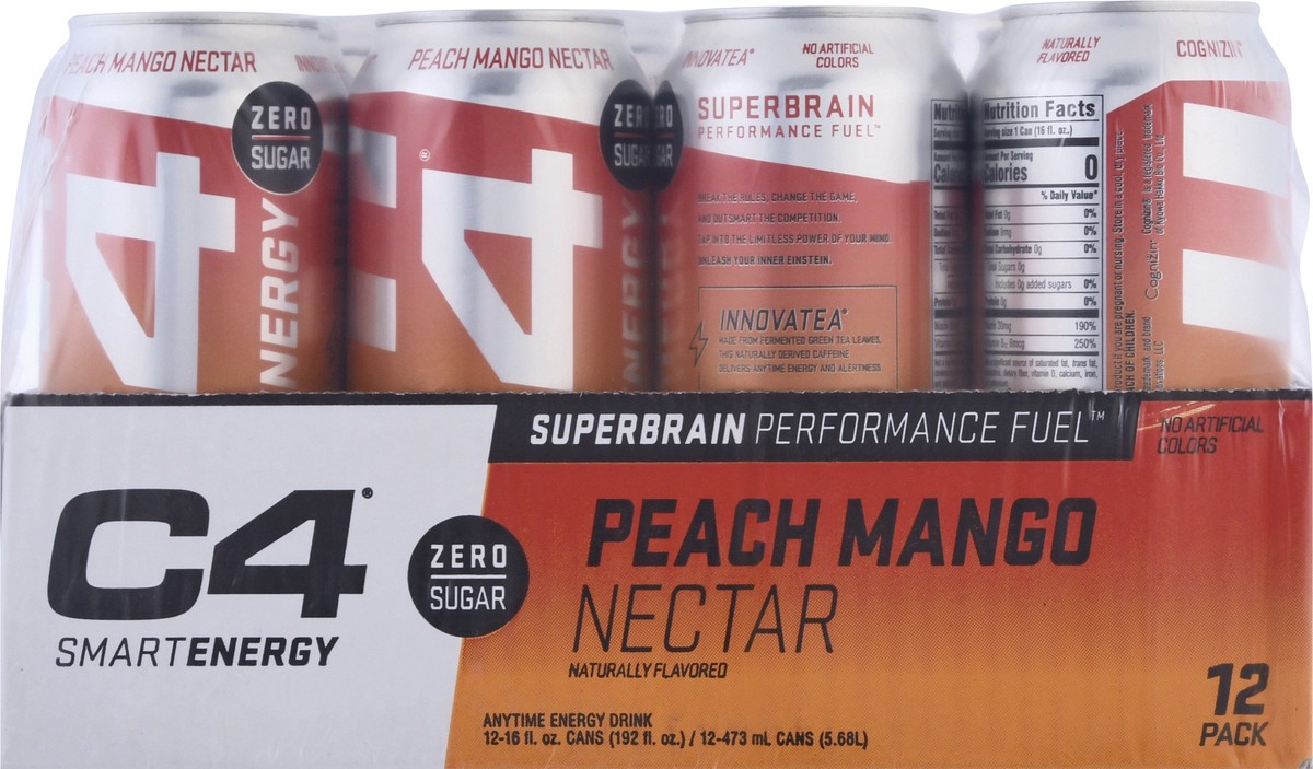 C4 Energy Drink, Zero Sugar, Peach Mango Nectar 16 fl oz, Shop