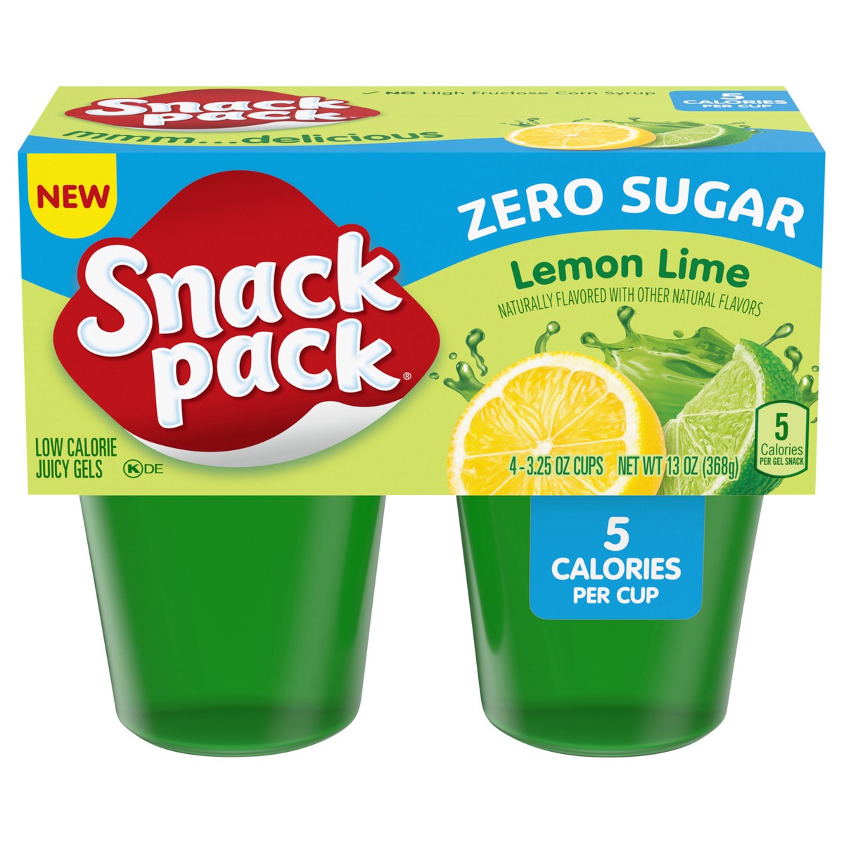 slide 1 of 15, Snack Pack Zero Sugar Lemon Lime Flavored Low Calorie Juicy Gels Cups, 3.25 oz., 4-Count, 13 oz