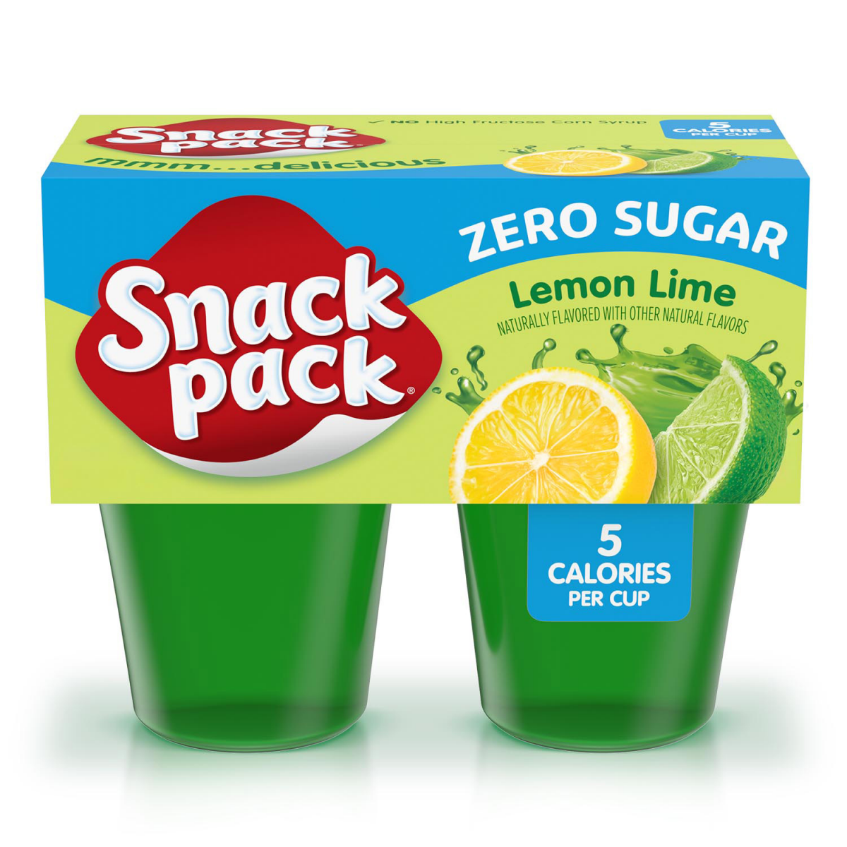 slide 1 of 1, Snack Pack Zero Sugar Lemon Lime Flavored Low Calorie Juicy Gels Cups, 3.25 oz., 4-Count, 13 oz