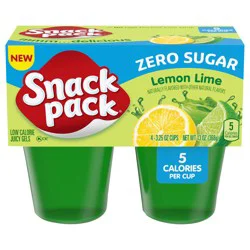 Snack Pack Zero Sugar Lemon Lime Flavored Low Calorie Juicy Gels Cups, 3.25 oz., 4-Count