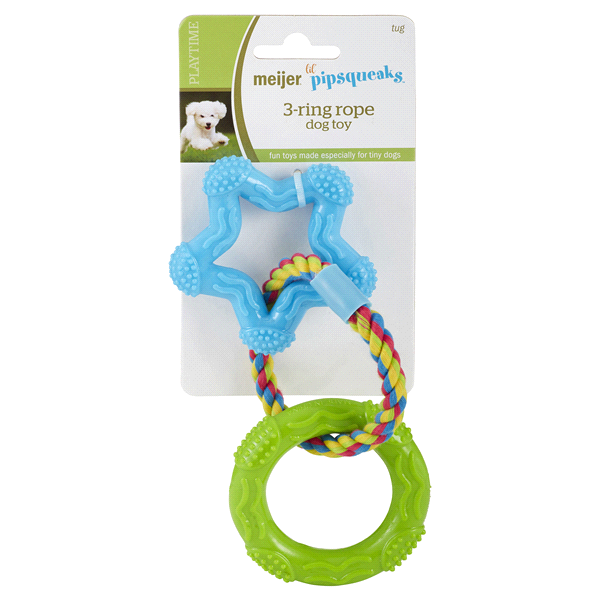 slide 1 of 2, Meijer Lil Pipsqueaks 3 Ring Rope Dog Toy, 1 ct