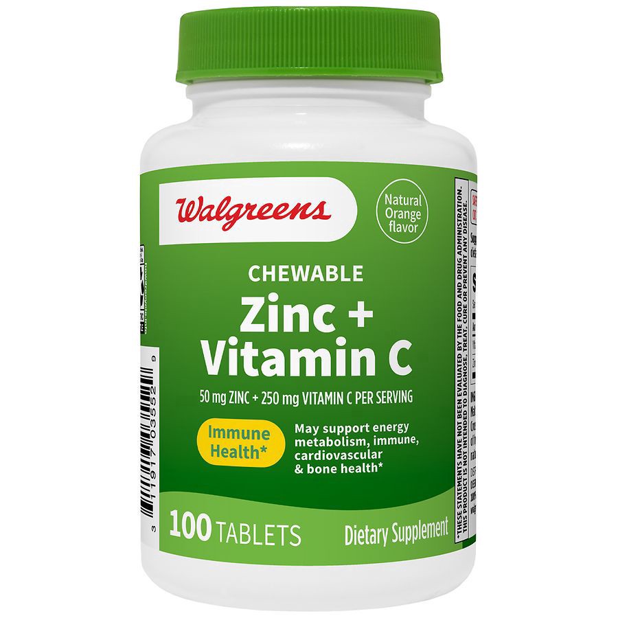 slide 1 of 4, Walgreens Chewable Zinc + Vitamin C Tablets, 100 ct