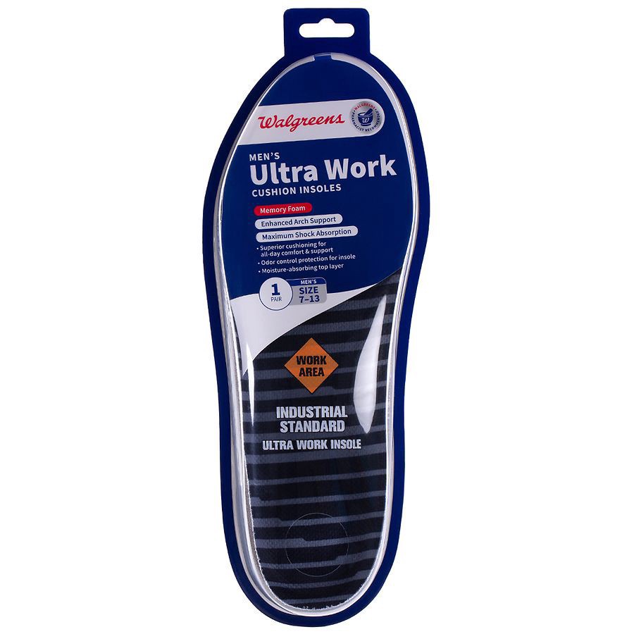 slide 1 of 2, Walgreens Men's Ultra Work Cushion Insoles, size 7 ct; 13 1pair