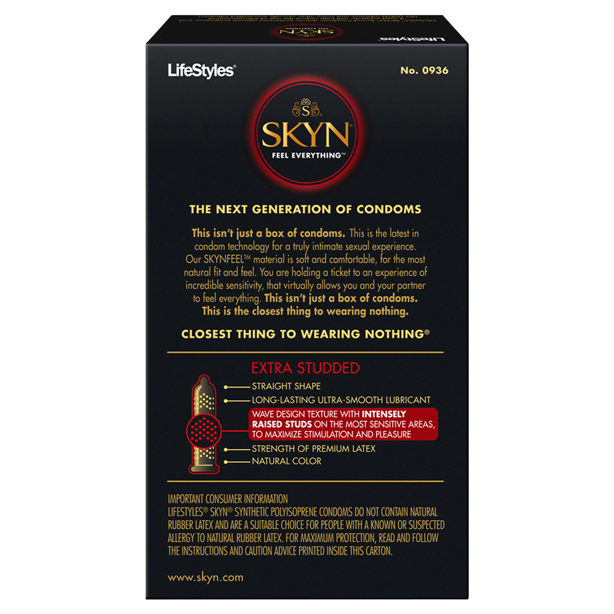 slide 2 of 2, LifeStyles SKYN Extra Studded Condoms, 10 ct