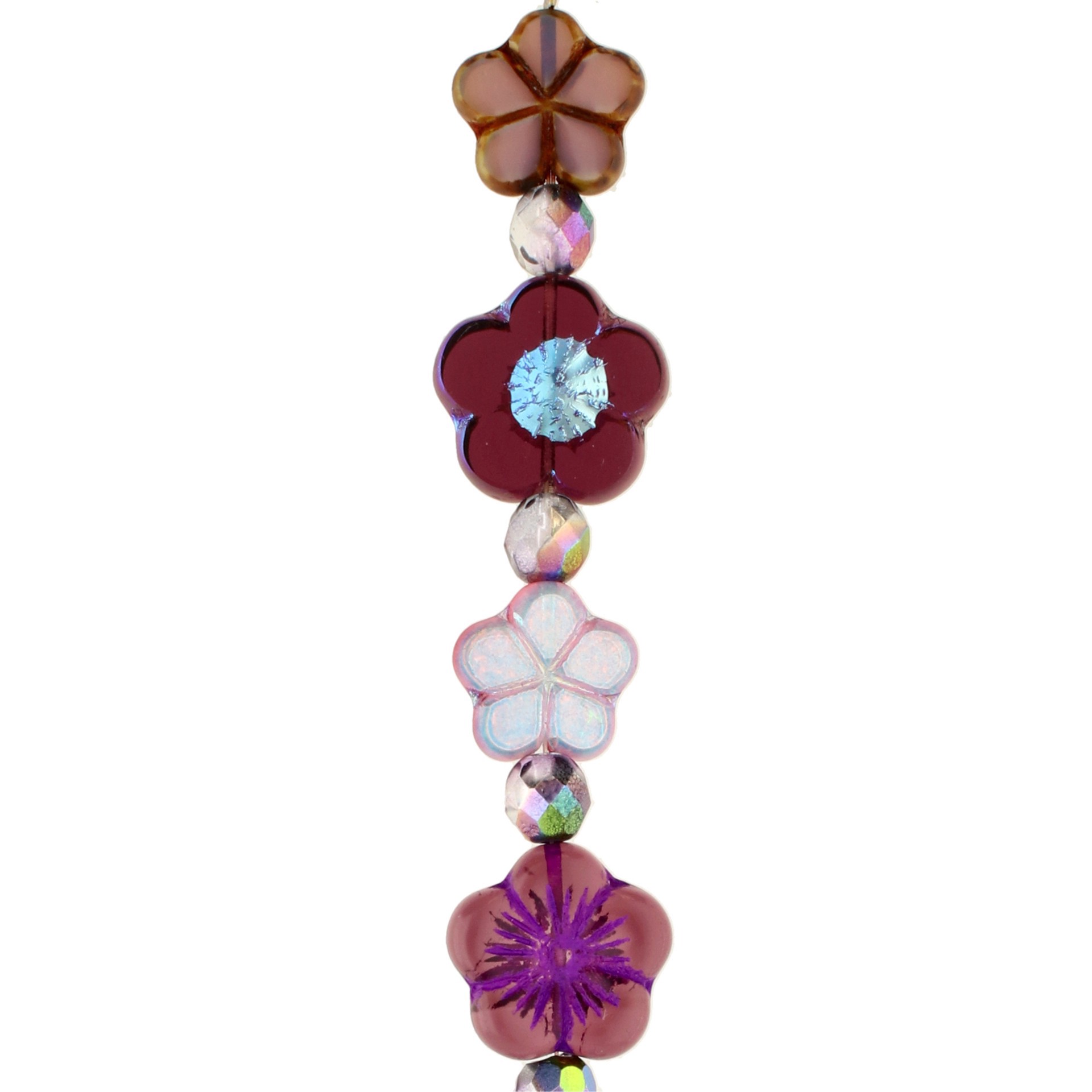slide 5 of 5, Berry Roses Czech Glass Flower Bead Mix By Bead Landing, 7.6mm-21.3mm