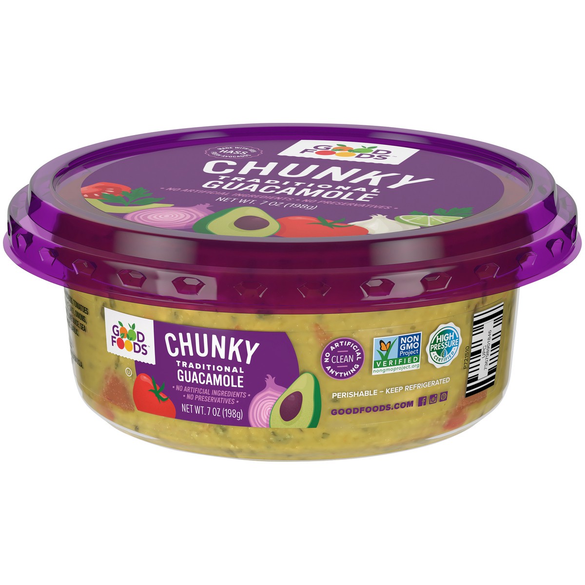 slide 3 of 9, Good Foods Traditional Chunky Guacamole 7 oz. Tub, 7 oz