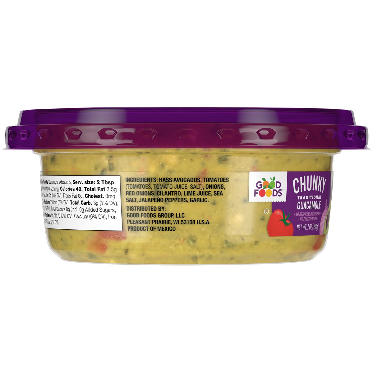 slide 5 of 9, Good Foods Traditional Chunky Guacamole 7 oz. Tub, 7 oz