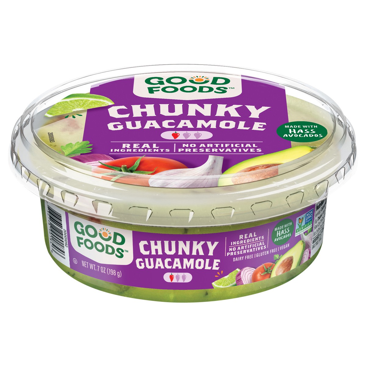 slide 1 of 9, Good Foods Traditional Chunky Guacamole 7 oz. Tub, 7 oz