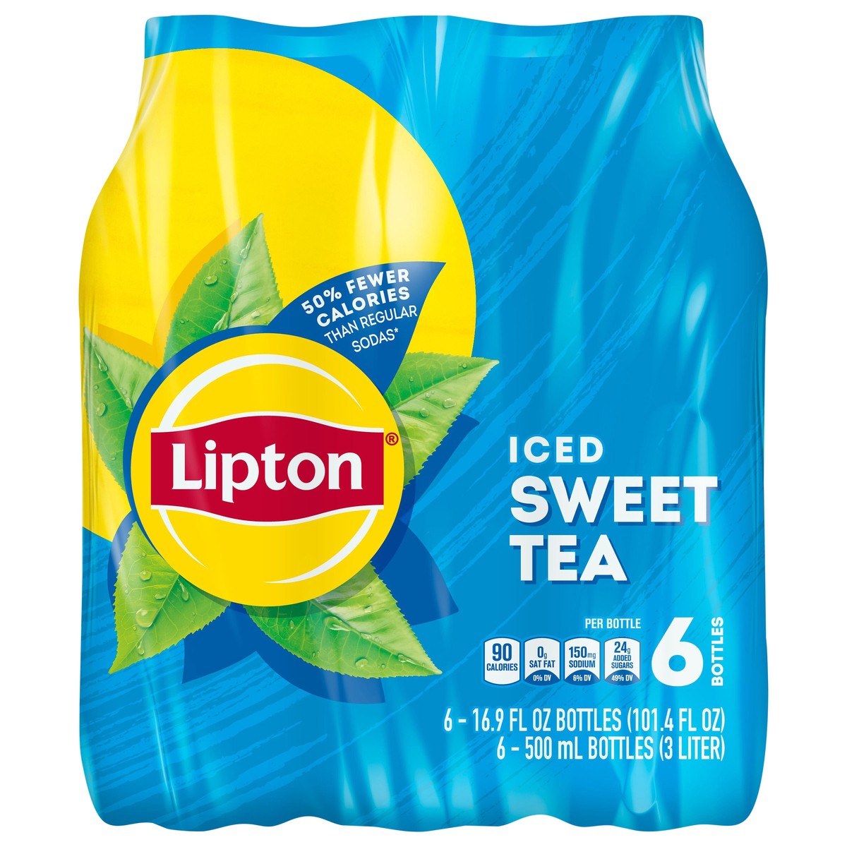 slide 1 of 8, Lipton Iced Tea Sweet Tea 16.9 Fl Oz, 6 Count, 6 ct