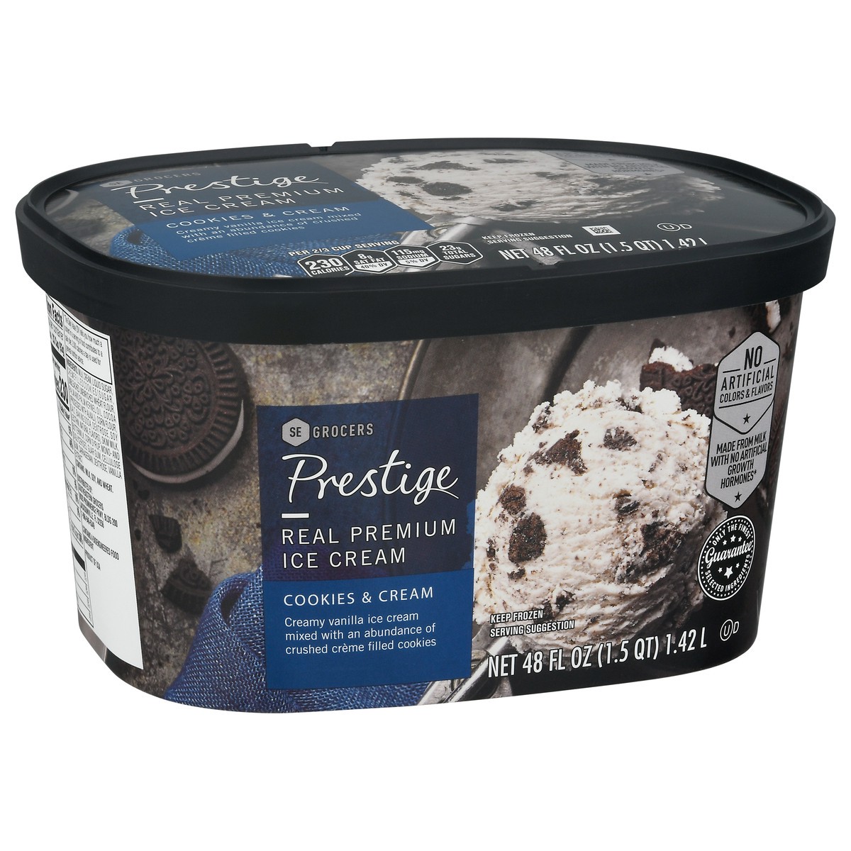 slide 7 of 9, Prestige Real Premium Ice Cream Cookies & Cream, 48 oz