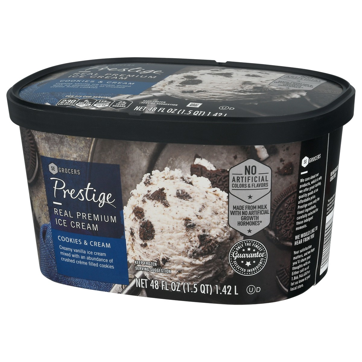 slide 4 of 9, Prestige Real Premium Ice Cream Cookies & Cream, 48 oz