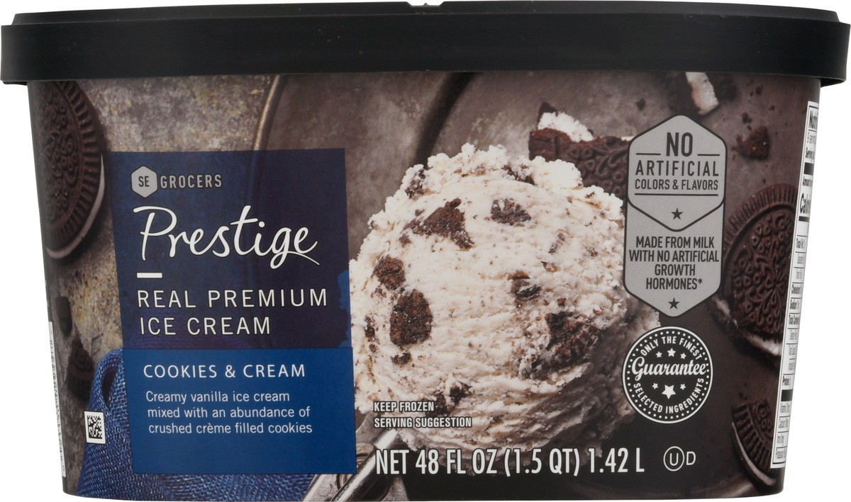 slide 2 of 9, Prestige Real Premium Ice Cream Cookies & Cream, 48 oz