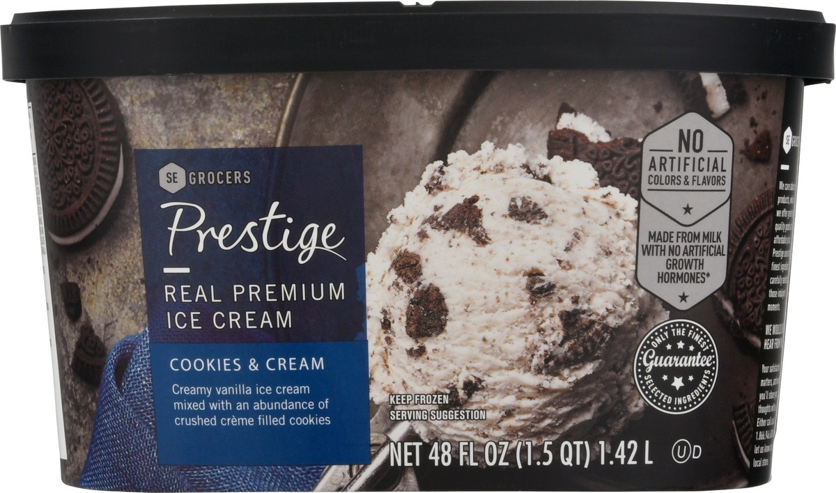 slide 8 of 9, Prestige Real Premium Ice Cream Cookies & Cream, 48 oz