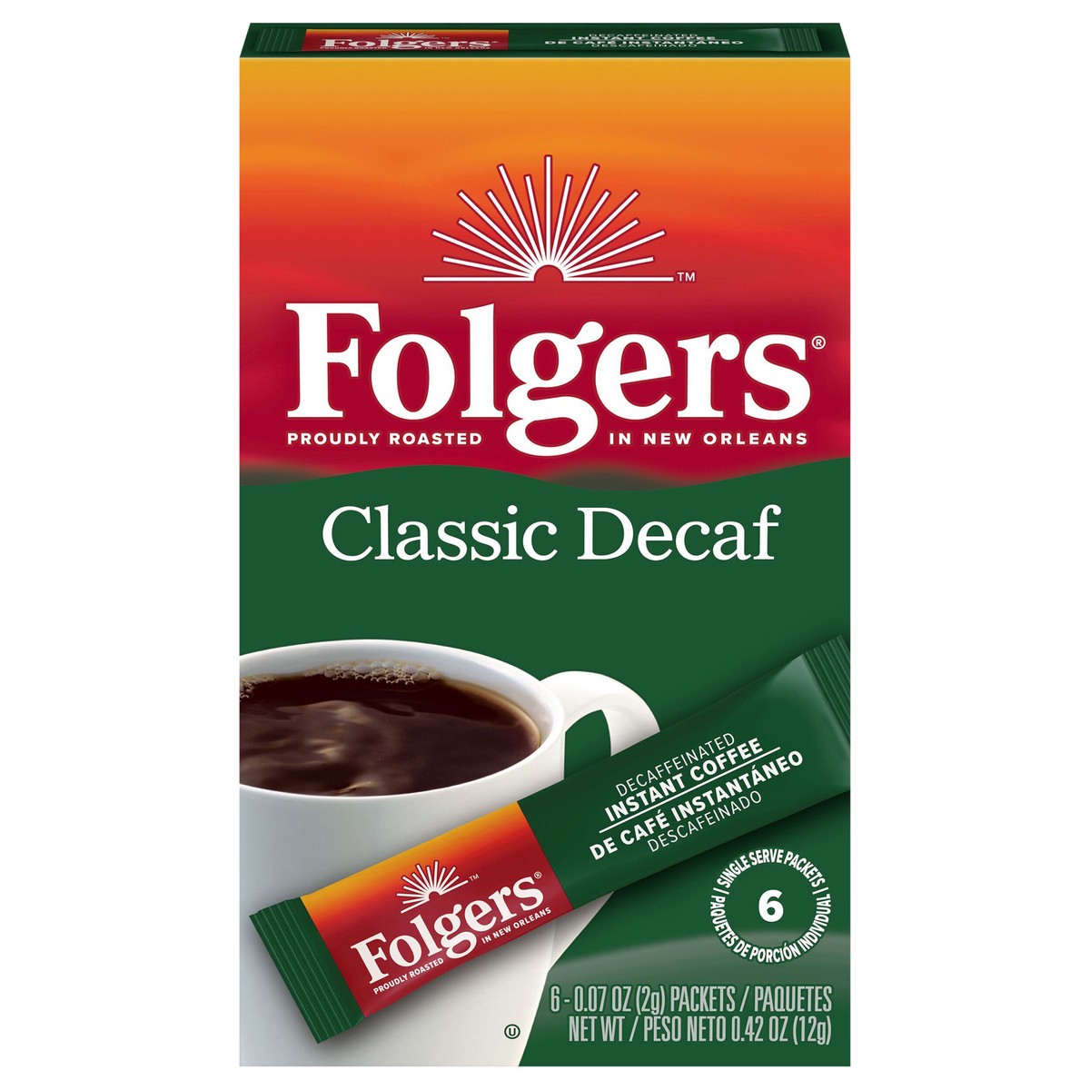slide 1 of 14, Folgers Inst Coff Clsc Decaf Single Serv - 6 ct, 6 ct