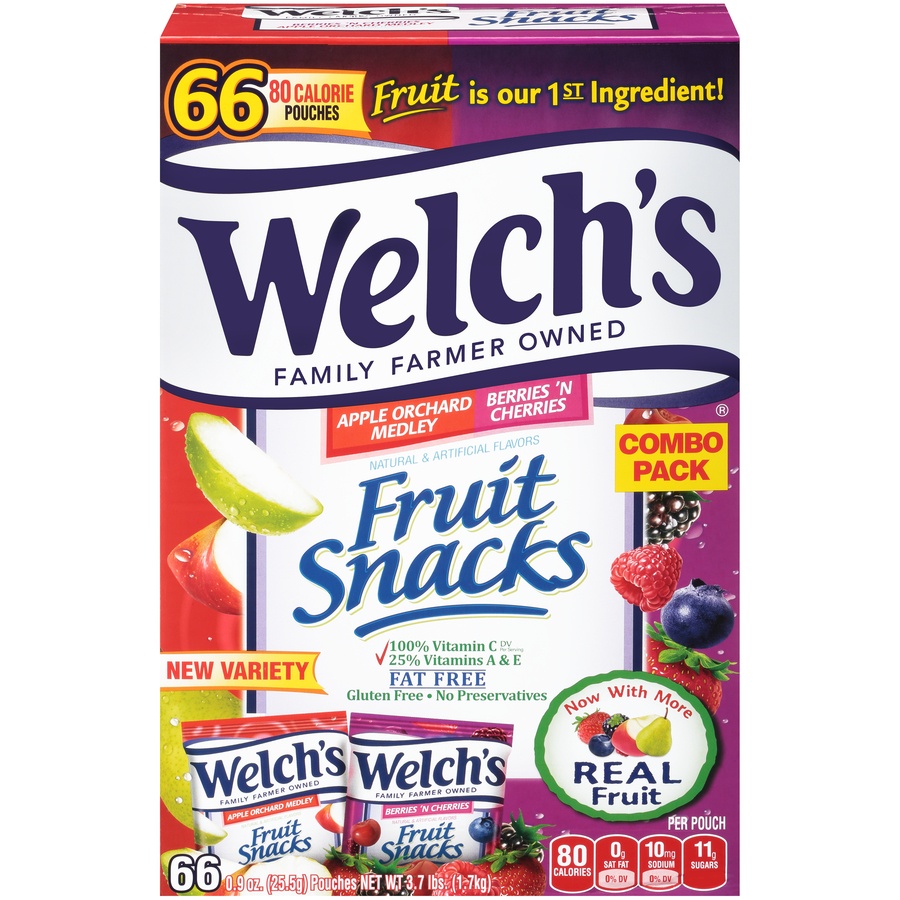 slide 1 of 1, Welch's Fruit Snacks Berries Apple value pack, 66 ct