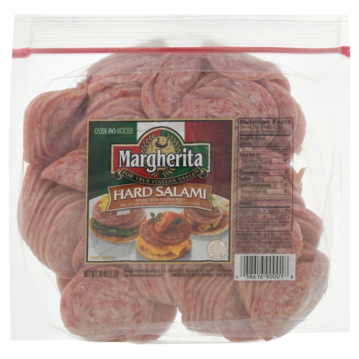 slide 3 of 4, Margherita Hard Salami 16 oz, 16 ct