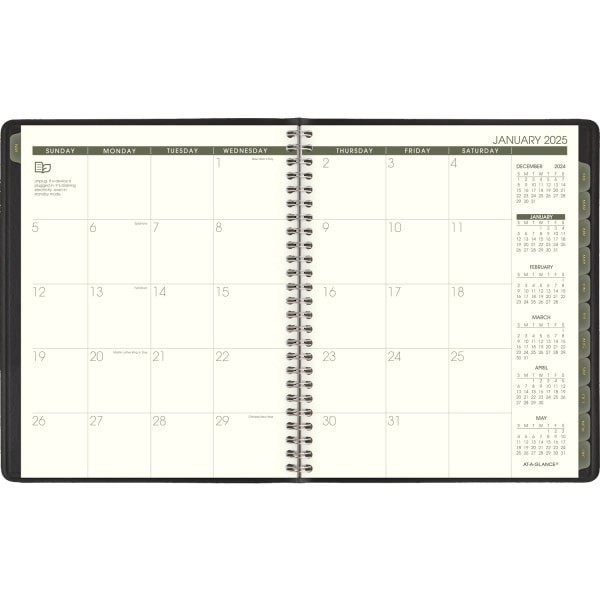 slide 3 of 3, 2025 At-A-Glance Monthly Planner, 7"" X 8-3/4"", 100% Recycled, Black, January To December, 70120G0525, 1 ct
