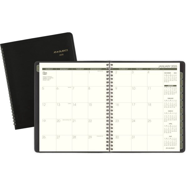 slide 2 of 3, 2025 At-A-Glance Monthly Planner, 7"" X 8-3/4"", 100% Recycled, Black, January To December, 70120G0525, 1 ct
