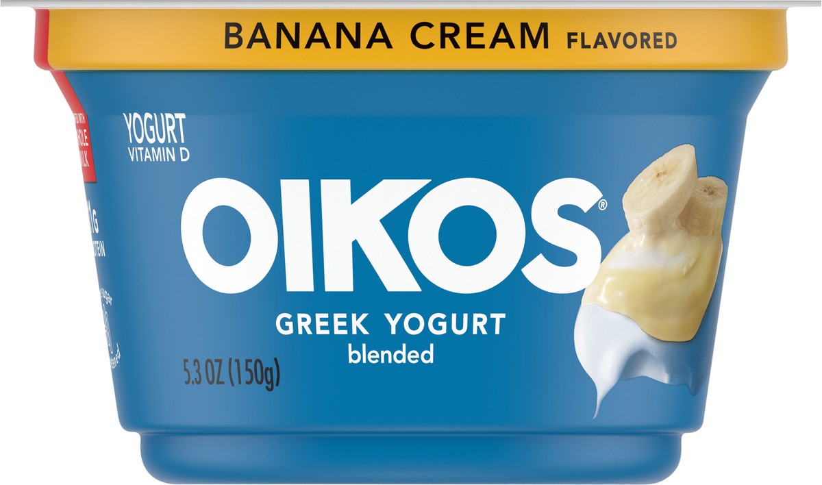 slide 5 of 9, Oikos Whole Milk Greek Yogurt, Banana Cream, 5.3 oz., 5.3 oz