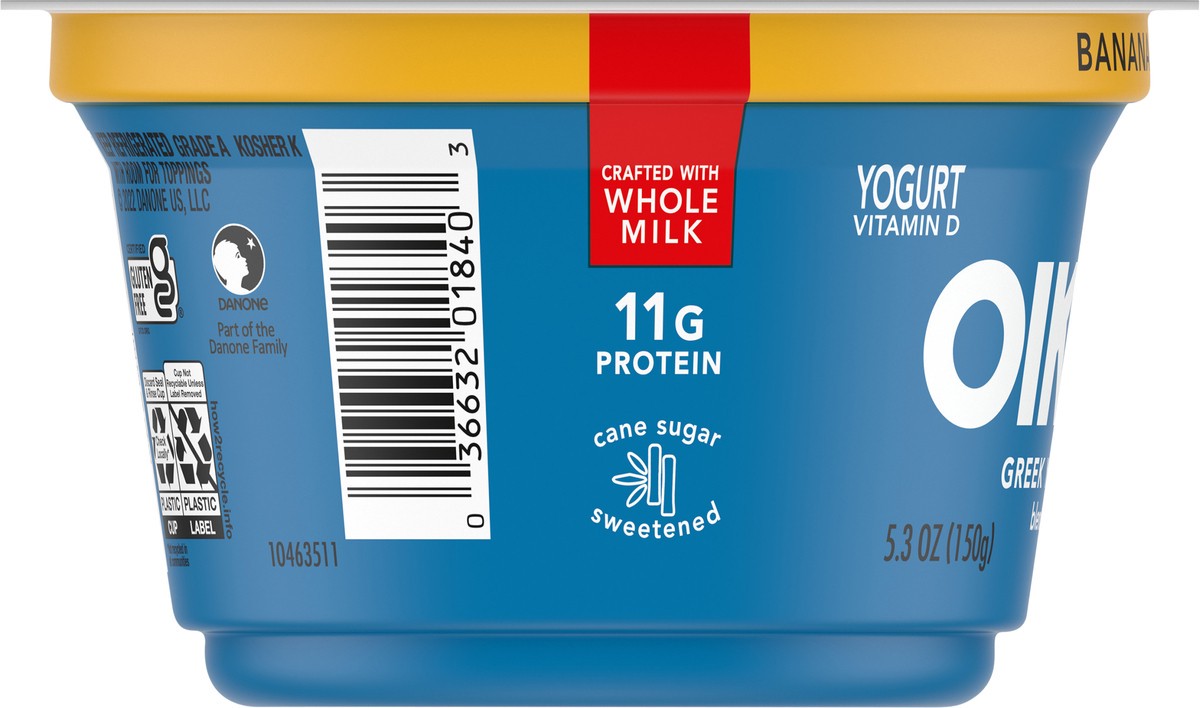 slide 4 of 9, Oikos Whole Milk Greek Yogurt, Banana Cream, 5.3 oz., 5.3 oz