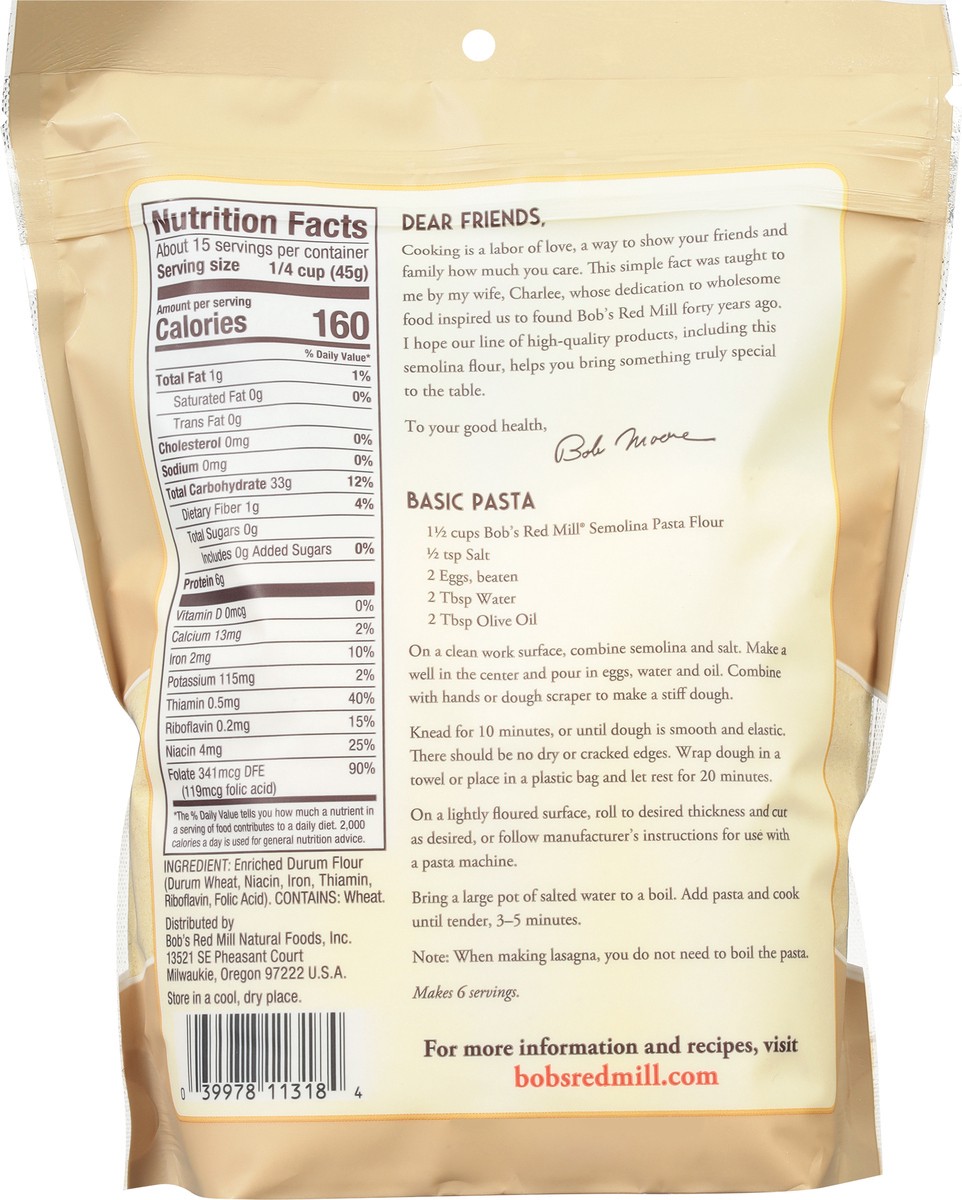 slide 9 of 9, Bob's Red Mill Semolina Flour 24 oz, 24 oz