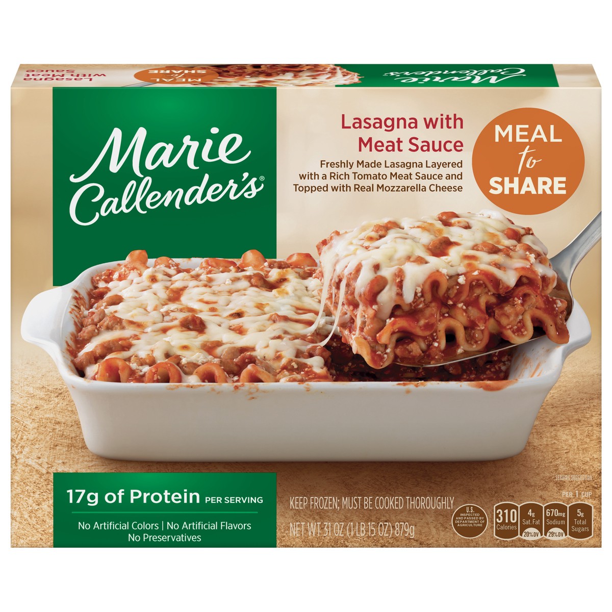 slide 1 of 9, Marie Callender's Lasagna with Meat Sauce 31 oz, 31 oz