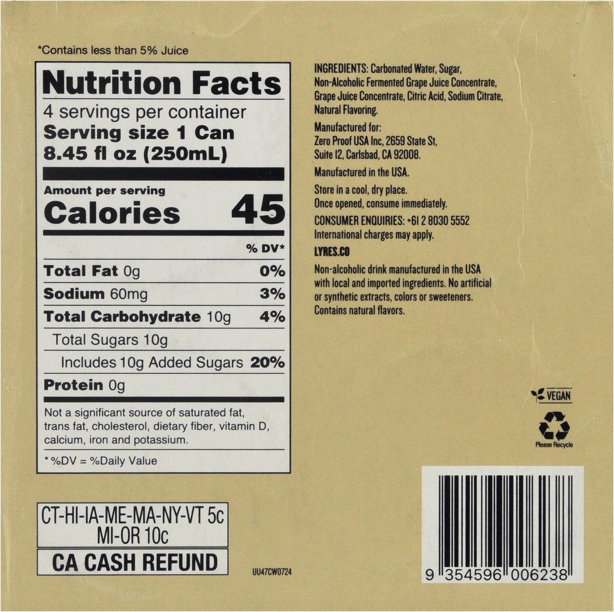 slide 14 of 14, Lyre's Non-Alcoholic Sparkling 4 - 8.45 fl oz Cans, 4 ct