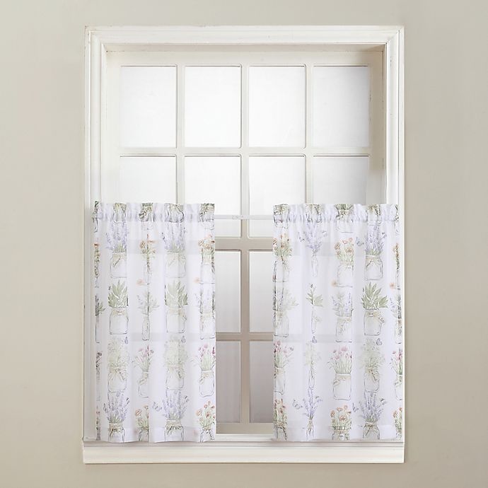 slide 1 of 3, No. 918 No.918 Eve's Garden Rod Pocket Kitchen Window Tier Pair - White, 24 in