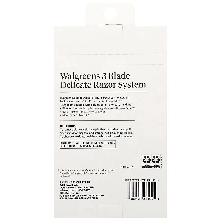 slide 2 of 2, Walgreens Women's 3 Blade Delicate Razor System, 1 ct