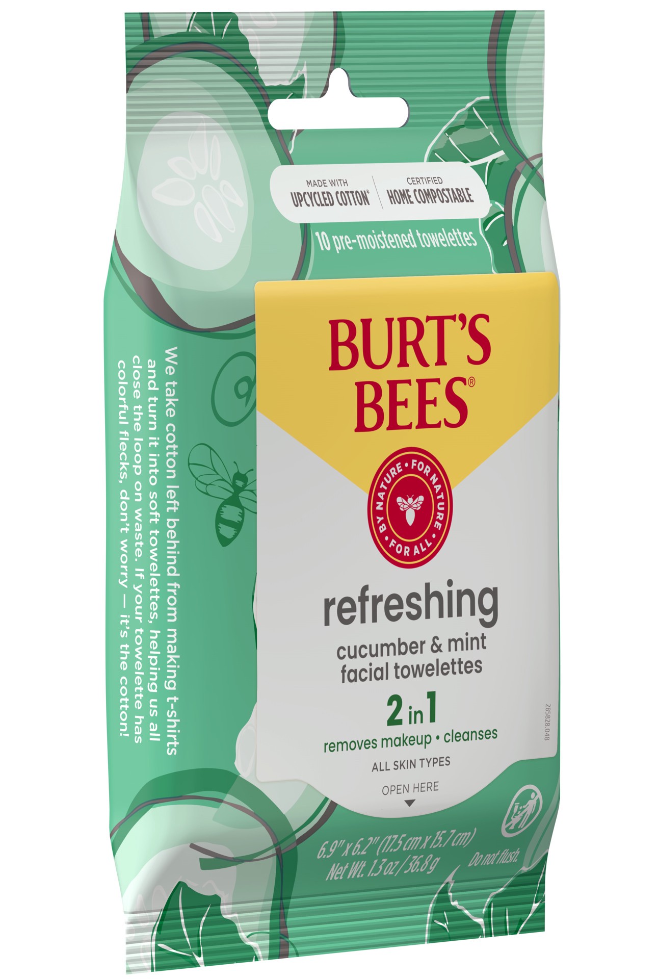 slide 5 of 5, Burt's Bees Refreshing Facial Towelettes With Cucumber and Mint, 99 Percent Natural Origin, 10 ct. Package, 10 ct