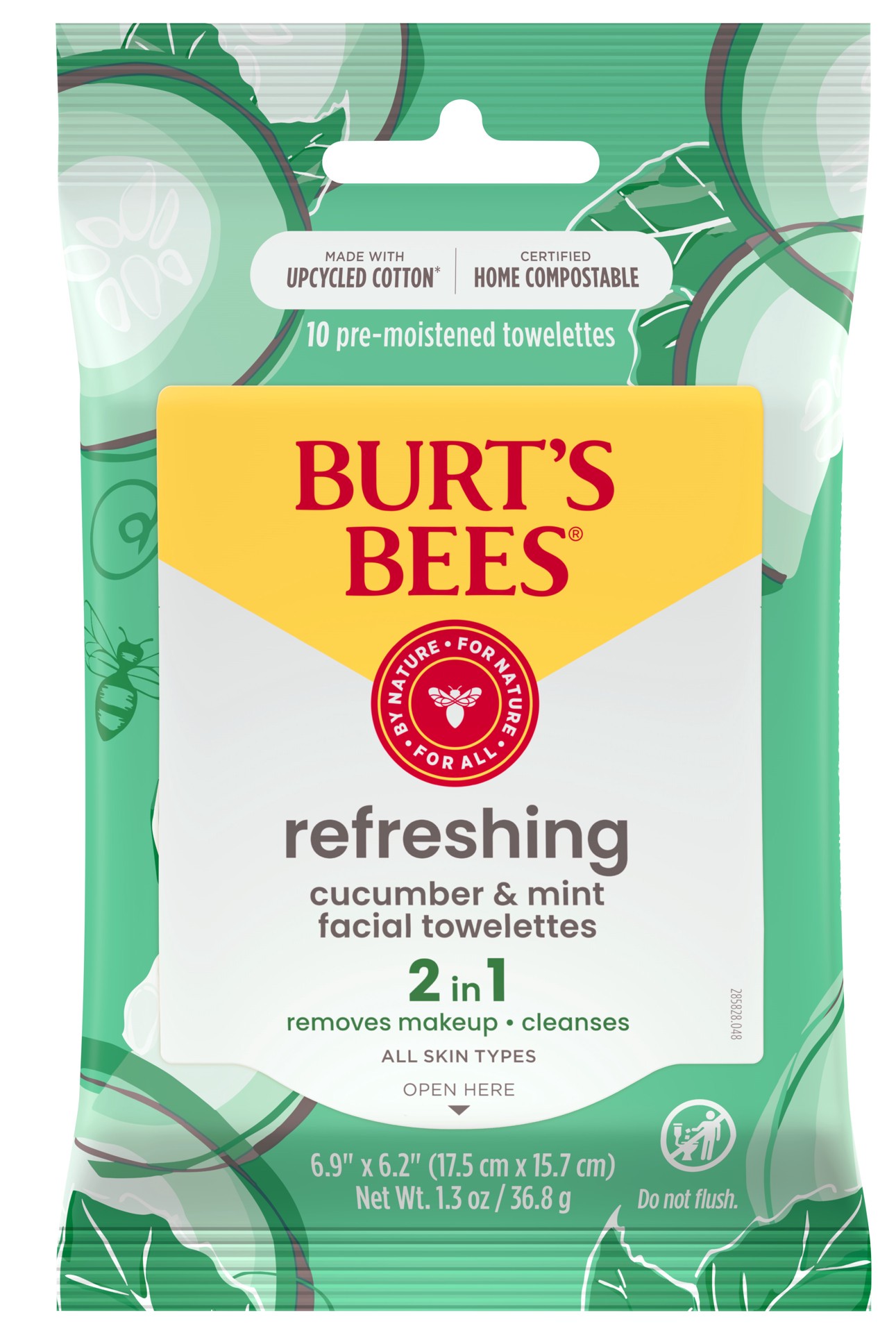 slide 1 of 5, Burt's Bees Refreshing Facial Towelettes With Cucumber and Mint, 99 Percent Natural Origin, 10 ct. Package, 10 ct