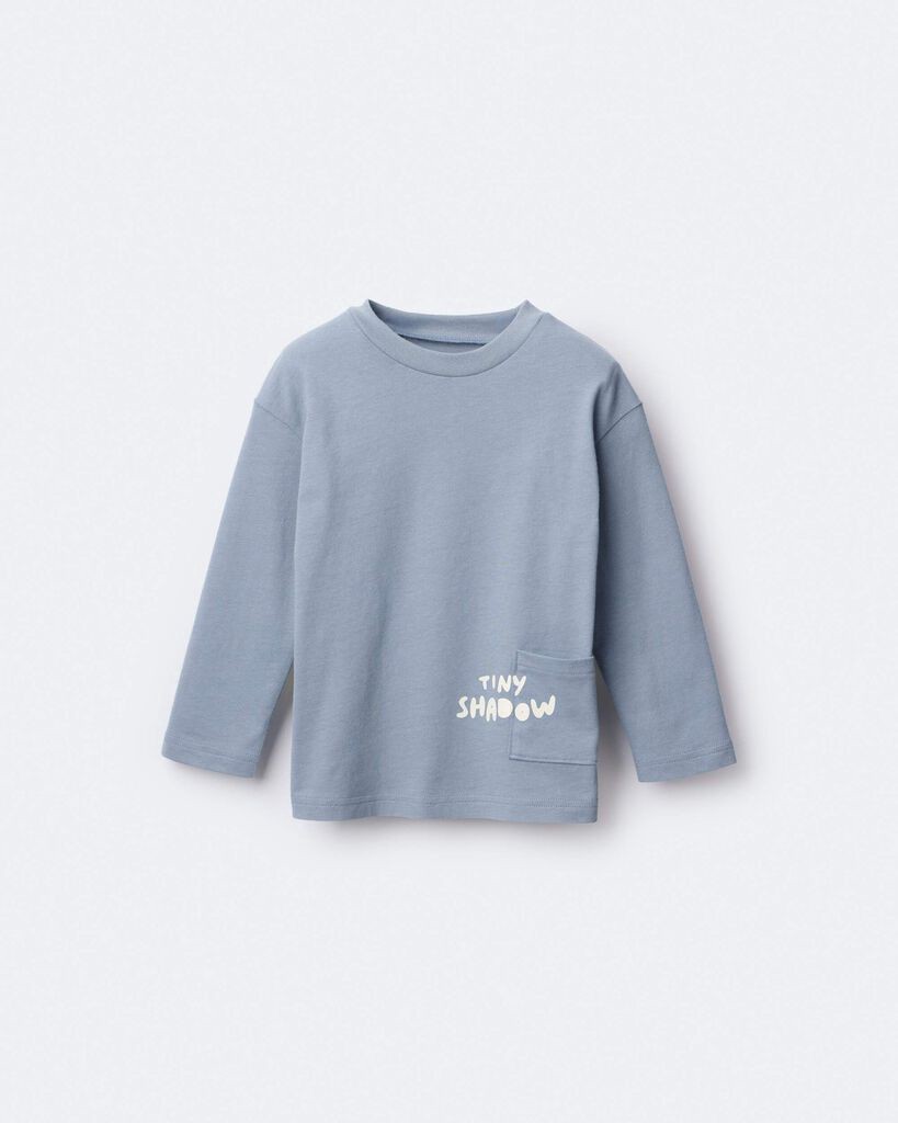 slide 2 of 7, Otteravenue Toddler 'Tiny Shadow' Long-Sleeve Pocket Graphic Tee - Blue Blue 2T, 1 ct
