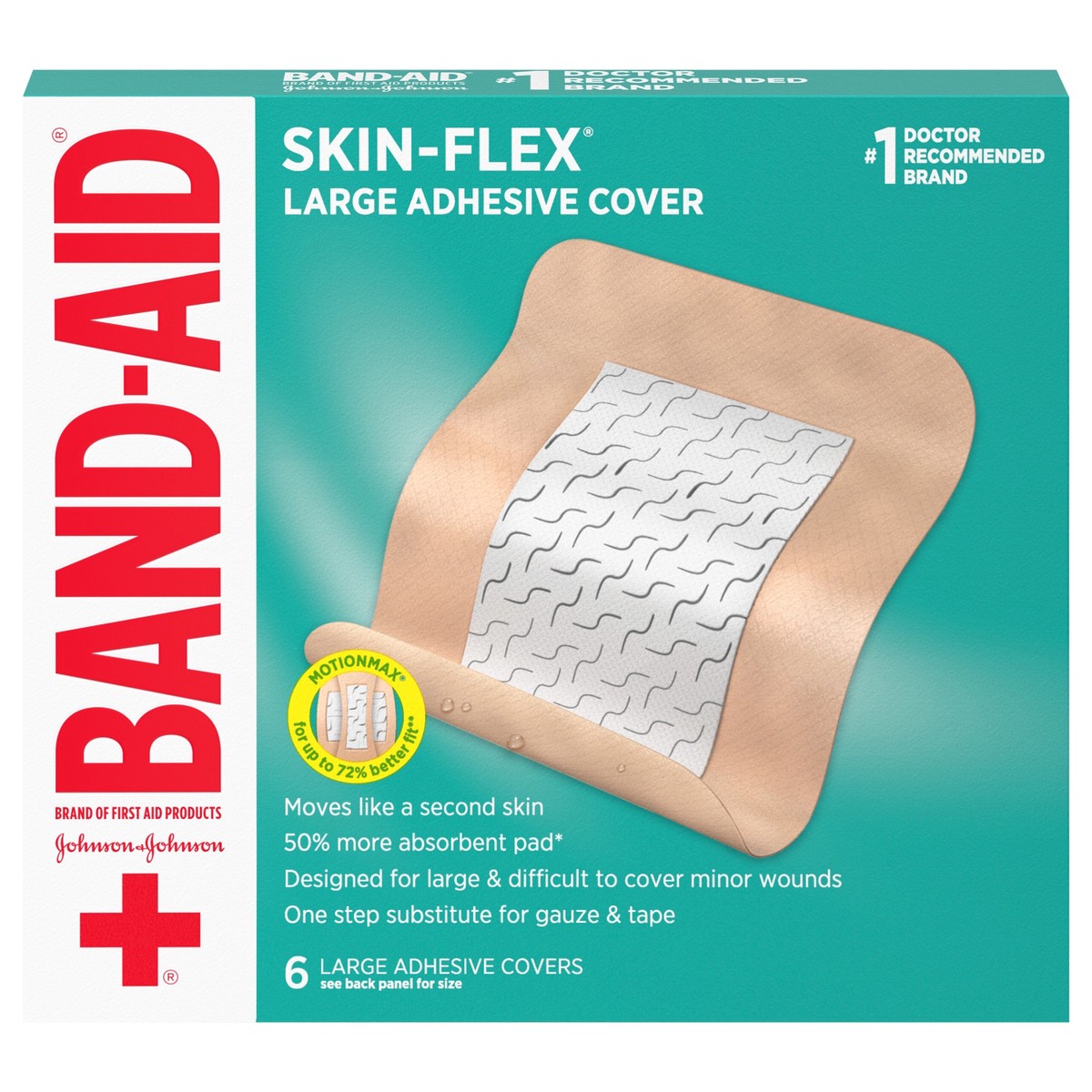 slide 1 of 8, BAND-AID Brand Skin-Flex Adhesive Bandages, Large, 6 Count, 6 ct