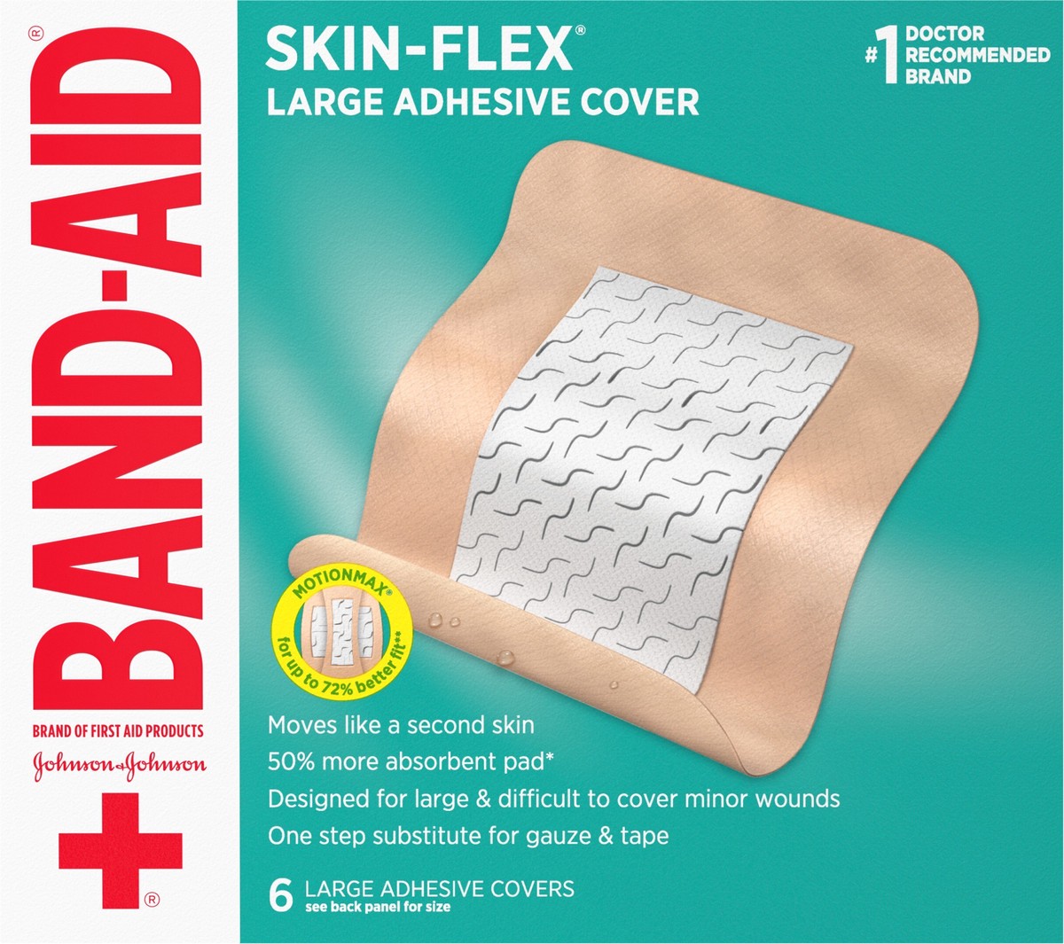 slide 6 of 8, BAND-AID Brand Skin-Flex Adhesive Bandages, Large, 6 Count, 6 ct