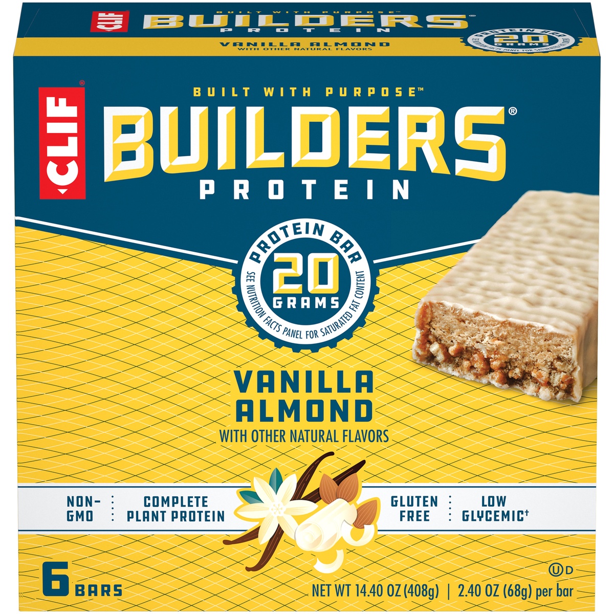 slide 1 of 1, CLIF Builders Builders Protein Bars - Vanilla Almond - 20g Protein - 6ct, 6 ct